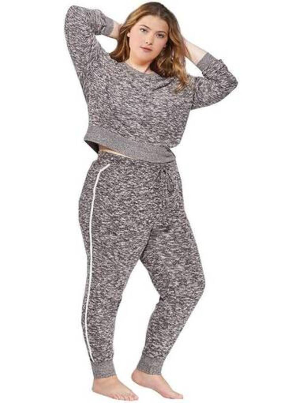 NWT Colsie 2 Piece 2X Lounge PJs Pajamas Track Cropped Top and Pants 3X 1X Gray